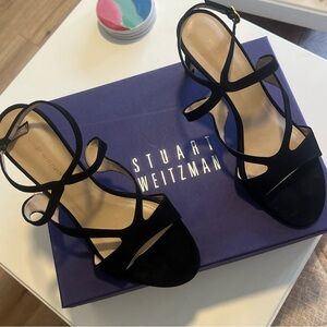 Stuart Weitzman - Made in Spain-Mariposa Black Suede Caged Heels-8
